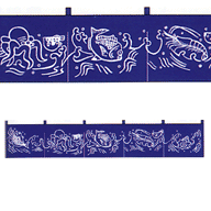 中のれん 魚と波柄 280×1700mm