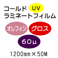 コールドラミネートフィルム/オレフィン グロス 60μUV 1200mm*50m